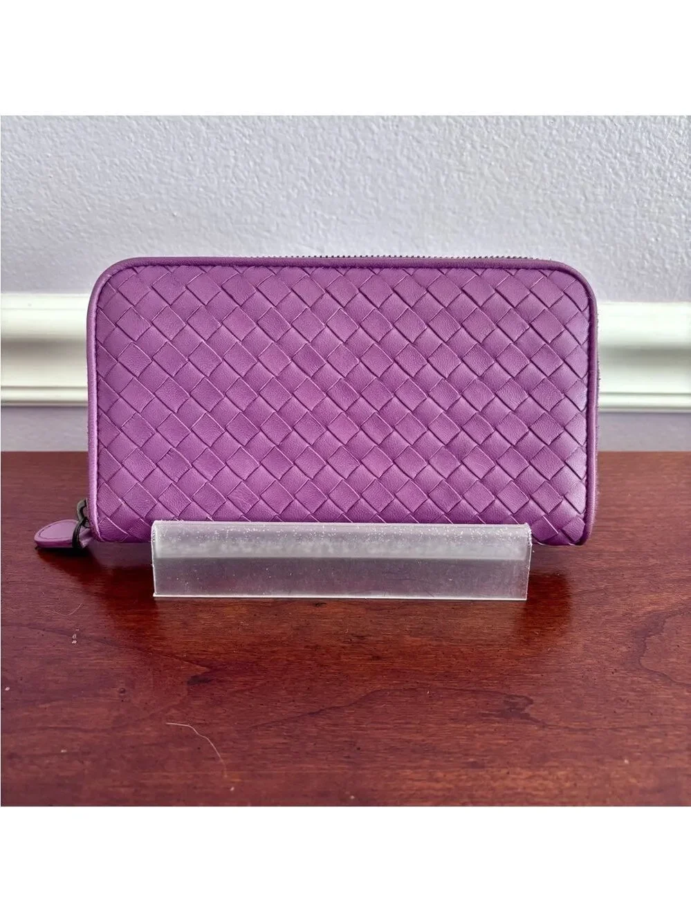 Bottega Veneta Purple Intrecciato Leather Zip-Around Wallet